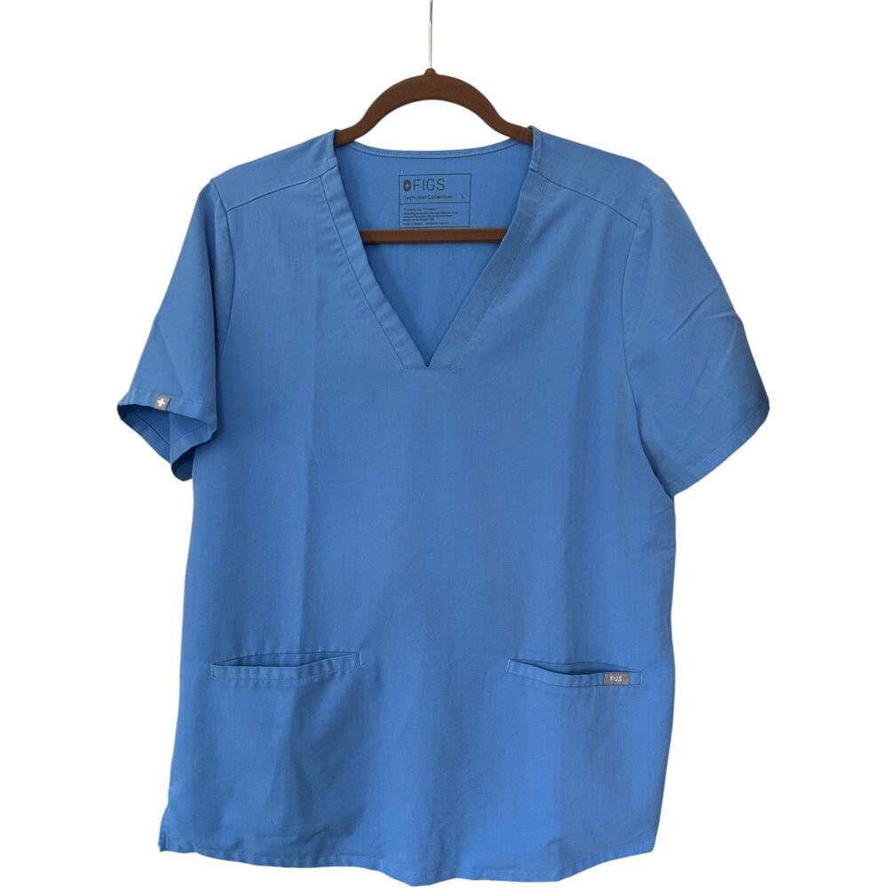 EUC Figs Casma Ceil Blue 3 Pocket Scrub Top Size Large